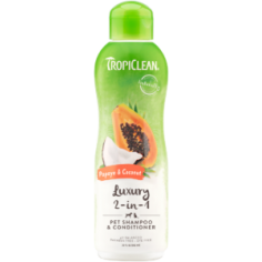 Shampoo Acondicionador Tropiclean 2 en 1 Papaya & Coco Perros y Gatos 592 ml LUXURY - Tropiclean 