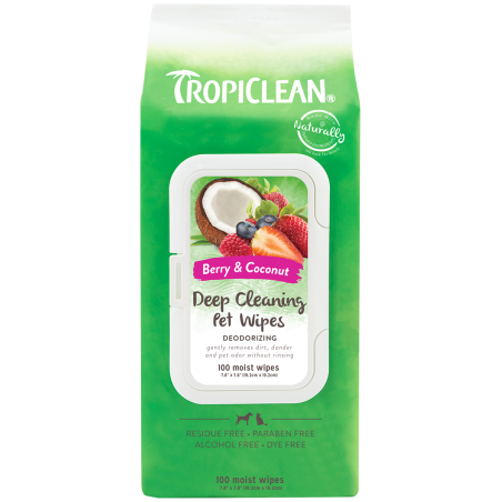 Toallitas Tropiclean Deep Cleaning Berry & Coconut Pet Wipes 100 toallitas - Tropiclean 