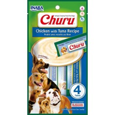 INABA Churu Snack Perro sabor Pollo Atun 4 tubos de 14 g (56g.) - INABA® 