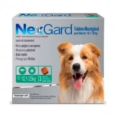Nexgard antiparasitario Perros 10,1 hasta 25 Kilos 3 comprimidos Boehringer Ingelheim - NEXGARD 