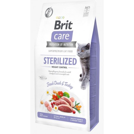 Brit Care Gato Grain Free Sterilized Weight Control Pato y Pavo Fresco - Control de peso - Brit® 
