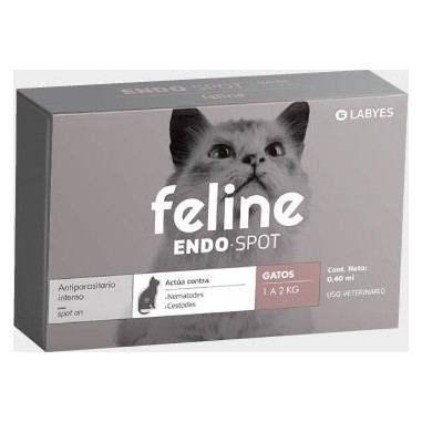 Feline Endo SPOT - Antiparasitario interno SPOT ON para gatos de 1 a 2 kg - laboratorio labyes 