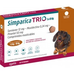 SIMPARICA TRIO 5 A 10 Kg 1 comp. para Perros - Laboratorio Zoetis 
